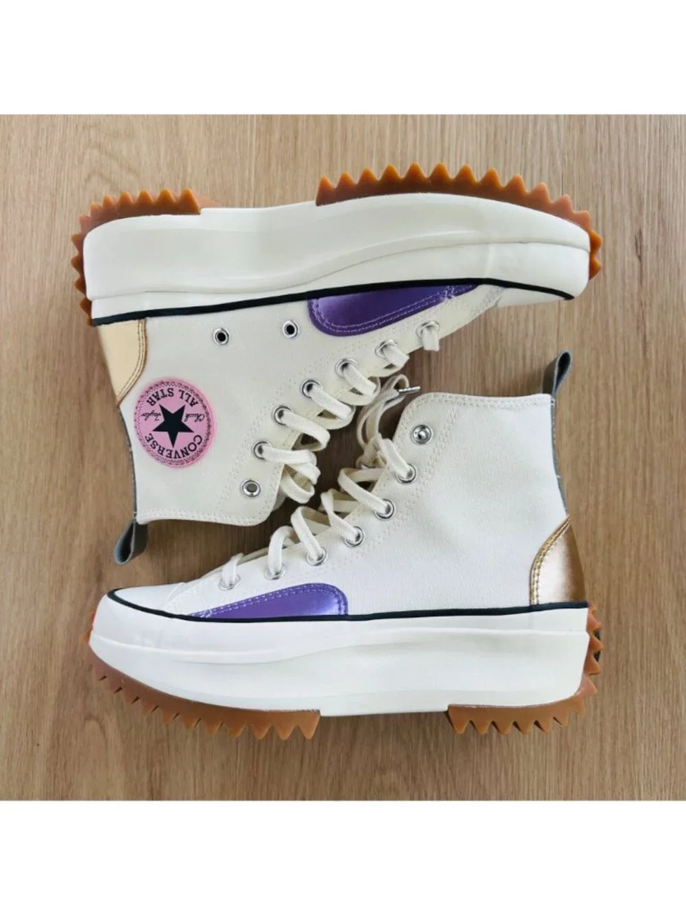 ❤️Converse Run Star Hike Hi Platform 9 Womens Shoes Beige Purple Sneaker A09796C - Picture 8 of 13